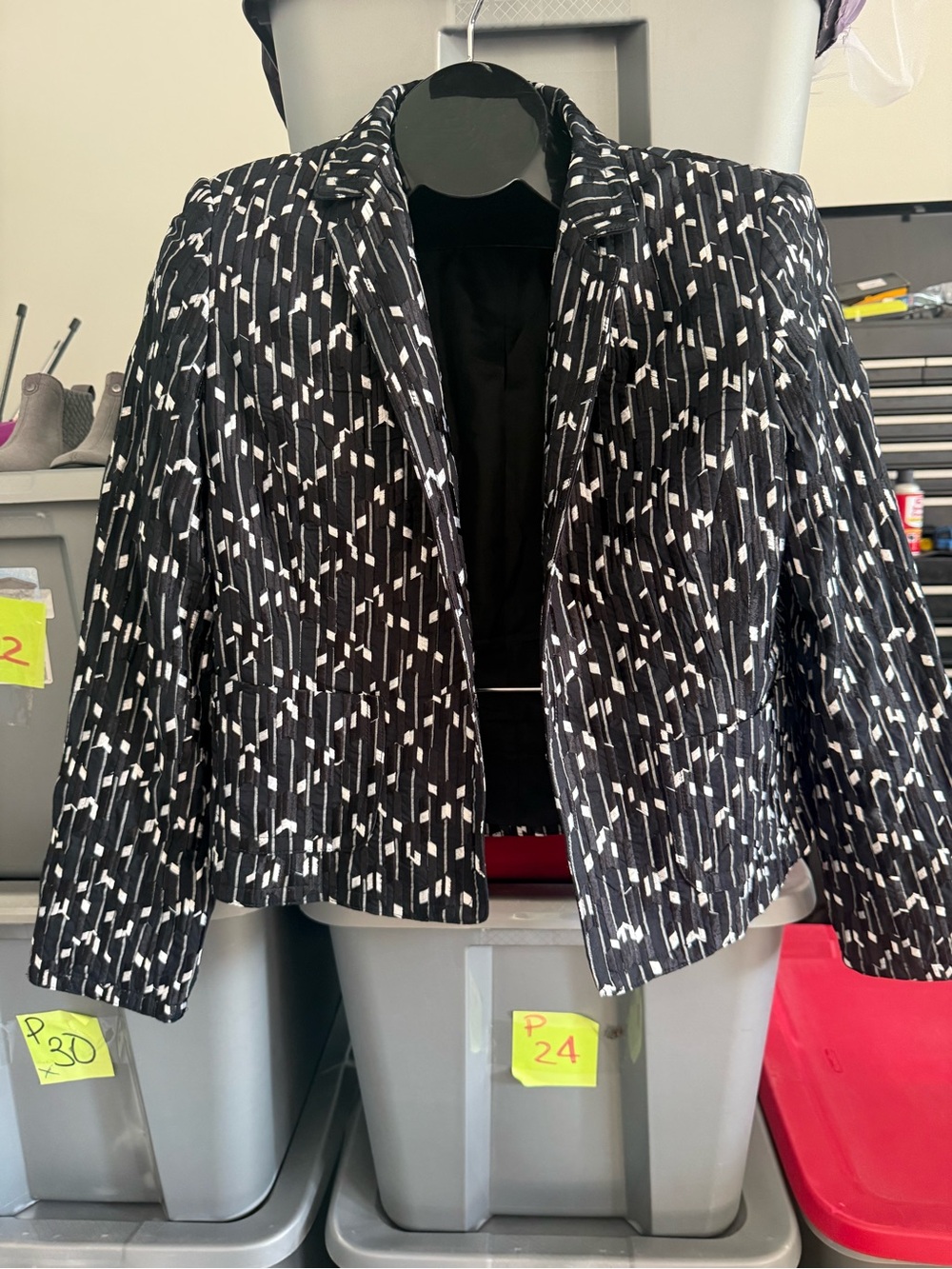 Black & White Patterned Women’s Blazer Jacket mp75